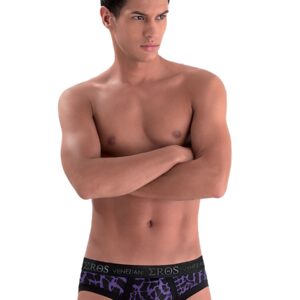 SLIP MOTIVO ZEBRA "EROS VENEZIANI" NERO/VIOLA - immagine 1