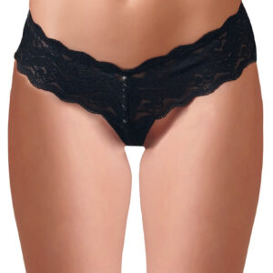 TANGA NERO IN PIZZO CON PERLINE - immagine 1