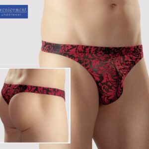 TANGA UOMO CON DECORAZIONI ROSSO E NERO - immagine 5