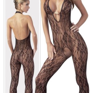 CATSUIT IN PIZZO NERO CON SCOLLATURA PROFONDA - immagine 1