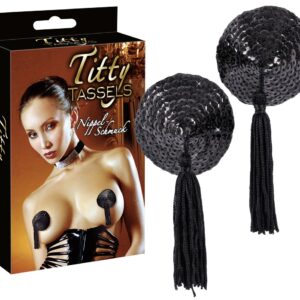 COPRICAPEZZOLI NERO CON DECORI "TITTY TASSELS" - immagine 1