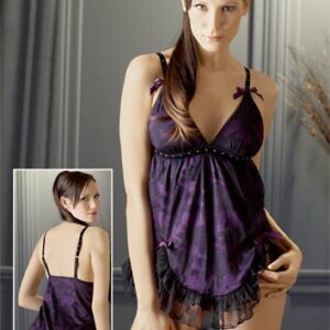 BABY DOLL IN PIZZO "MOULIN ROUGE" VIOLA - immagine 4