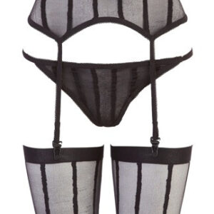 CORSETTO A RIGHE CON GIARRETTIERE REGOLABILI PERIZOMA E CALZE - TAGLIA UNICA - immagine 4