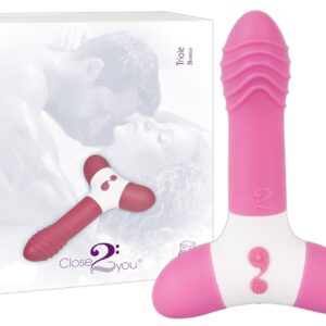 VIBRATORE RICARICABILE CON RILIEVI "TRIOLE" ROSA - immagine 1