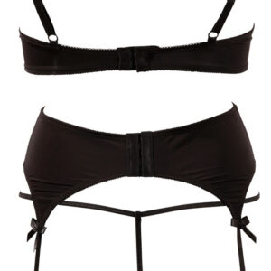 COMPLETO INTIMO ROSSO CON REGGISENO A BALCONCINO REGGICALZE E PERIZOMA APERTO - immagine 11