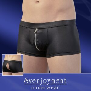 BOXER IN TESSUTO NERO CON ZIP FRONTALE ED APERTURA POSTERIORE - immagine 7