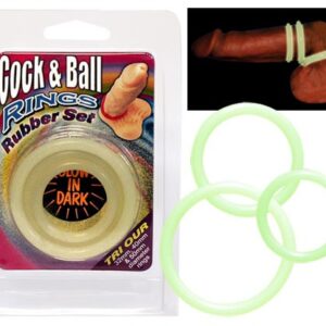 SET 3 ANELLI FALLICI FLUORESCENTI DIAMETRO DIVERSO "COCK & BALLS RINGS" - immagine 1