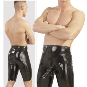 PANTALONI IN LATEX NERO CON GUAINA PENE - immagine 4
