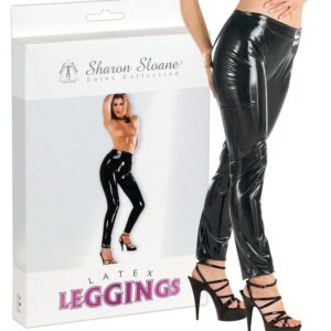 PANTALONI LEGGINGS IN LATEX NERO - immagine 9