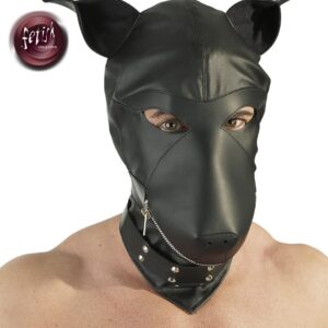 MASCHERA DOBERMANN IN PELLE NERA - TAGLIA UNICA - immagine 3