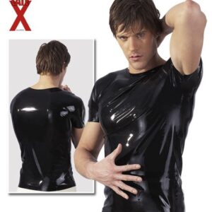 MAGLIA A MANICHE CORTE IN LATEX NERO - immagine 7
