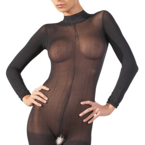 BODYSTOCKING IN TESSUTO TRASPARENTE CON COLLETTO IN PIZZO - immagine 1