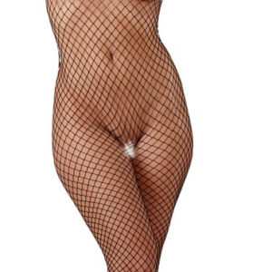 BODYSTOCKING IN RETE A MAGLIA MEDIA CON GIROCOLLO IN PIZZO - immagine 1