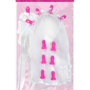 VELO DA SPOSA E BACCHETTA CON PENI FUCSIA - immagine 1