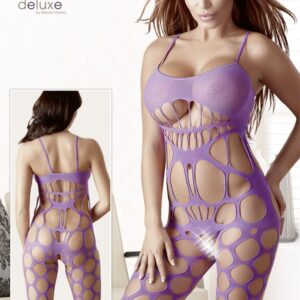 BODYSTOCKING LILLA CON FASCIA TRASPARENTE SUL SENO - TAGLIA UNICA - immagine 3