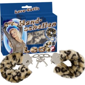 MANETTE IN METALLO RIVESTITE IN PELUCHE "LOVE-CUFFS" LEOPARDATE - immagine 1
