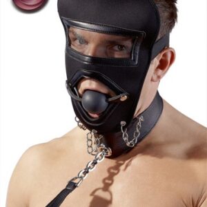 SET MASCHERA CON BALL GAG E GUINZAGLIO A CATENA - immagine 1