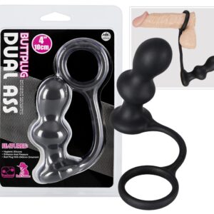 FALLO ANALE CON ANELLO FALLICO PER DOPPIA PENETRAZIONE "BUTTPLUG DUAL ASS" - immagine 1
