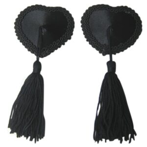 COPRICAPEZZOLI NERI A FORMA DI CUORE CON RICAMO IN PIZZO - immagine 1