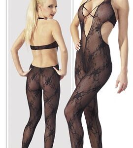 CATSUIT IN PIZZO NERO CON APERTURA INGUINALE - immagine 1