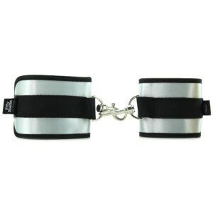 MANETTE IN TESSUTO CON VELCRO E GANCIO 50 SFUMATURE DI GRIGIO "TOTALMENTE SUA" - immagine 1