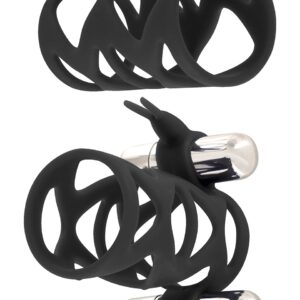 SET 2 GUAINE FALLICHE UNA CON DOPPIO VIBRATORE E STIMOLATORE CLITORIDE - immagine 1