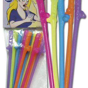 SET 10 PEZZI CANNUCCE COLORATE A FORMA DI PENE - immagine 1