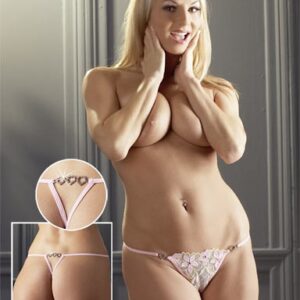 PERIZOMA ROSA IN PIZZO CON RICAMI FLOREALI - immagine 4