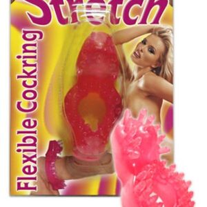 ANELLO FALLICO ELASTICO CON RILIEVI STIMOLANTI "STRETCH" ROSSO - immagine 1