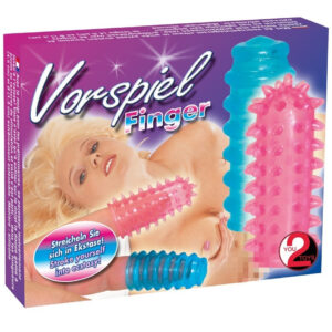 SET 2 GUAINE DA DITO CON RILIEVI PER STIMOLAZIONE VAGINALE E CLITORIDEA - immagine 3