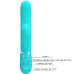 PRETTY LOVE - VIBRATORE MULTIFUNZIONE PERLITA 3 IN 1 G-SPOT VERDE ACQUA - immagine 8