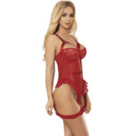 SUBBLIME - TEDDY CON LIGA DETALLE ENCAJE Y TIRAS ROJO S/M - immagine 2