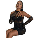 SUBBLIME - 952235 ABITO A RETE CON STRASS NERO TAGLIA UNICA - immagine 3