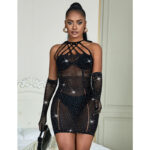 SUBBLIME - 952235 ABITO A RETE CON STRASS NERO TAGLIA UNICA - immagine 6