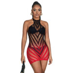 SUBBLIME - 952242 VESTITO ELASTICO A RETE DEGRADATA ROSSO E NERO TAGLIA UNICA - immagine 3