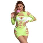 SUBBLIME - 952280 VESTITO ELASTICO A RETE MANICA LUNGA VERDE TAGLIA UNICA - immagine 4
