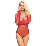 SUBBLIME - 952303 BODY LUCIDO CON SPALLE SCOPERTE MANICA LUNGA ROSSO TAGLIA UNICA