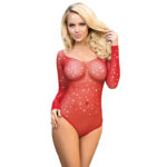 SUBBLIME - 952303 BODY LUCIDO CON SPALLE SCOPERTE MANICA LUNGA ROSSO TAGLIA UNICA - immagine 3
