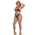SUBBLIME - 952358 BODYSTOCKING CON COLLO ALTO IN RETE ARCOBALENO XS/M - immagine 3