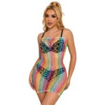 SUBBLIME - 952365 VESTITO A RETE CON SPALLE NUDE ARCOBALENO TAGLIA UNICA - immagine 3