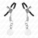 KINK - MORSETTI PER CAPEZZOLI PERLINE DI VETRO ARGENTO 6 CM - immagine 2