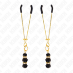 KINK - PINZE PER CAPEZZOLI SOTTILI ORO CON 3 PERLINE DI VETRO NERE 7 CM - immagine 2