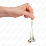 KINK - PINZE PER CAPEZZOLI TESCHIO LUMINOSO CON ANELLO CAMPANE REGOLABILI VERDE/ARGENTO - immagine 4
