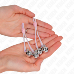 KINK - PINZE PER CAPEZZOLI TESCHIO LUMINOSO CON ANELLO CAMPANELLI REGOLABILI ROSA/ARGENTO - immagine 3