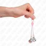 KINK - PINZE PER CAPEZZOLI TESCHIO LUMINOSO CON ANELLO CAMPANELLI REGOLABILI ROSA/ARGENTO - immagine 4
