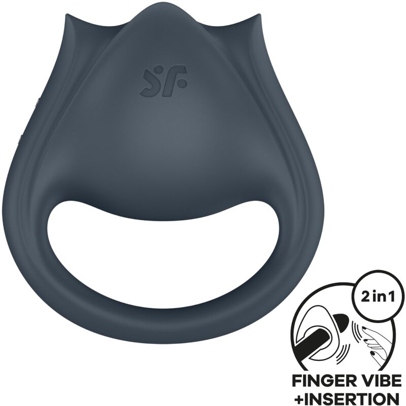 img_188416_2ee9b0752596e1952003915cd8f357d9_1.jpg SATISFYER - PERFECT PAIR 2 MULTIVIBRATORE 2 IN 1 ANELLO PER PENE E STIMOLATORE PER DITA GRIGIO - immagine 1