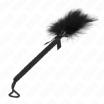 KINK - BACCHETTA IN CORDA DI NYLON CON PIUME TICKLE E FIOCCO NERO 25 CM - immagine 2