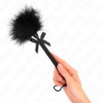 KINK - BACCHETTA IN CORDA DI NYLON CON PIUME TICKLE E FIOCCO NERO 25 CM - immagine 3