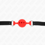KINK - BAVAGLIO IN SILICONE INTERO 55 x 2 CM CON SFERA DA 4 CM MISURA S ROSSO REGOLABILE 35-51 CM - immagine 5