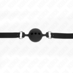 KINK - BAVAGLIO IN SILICONE INTERO 55 x 2 CM CON SFERA DA 5 CM MISURA L NERO REGOLABILE 35-51 CM - immagine 4